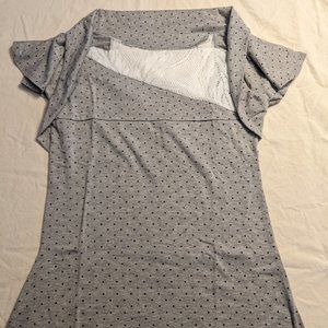 Lace Inlay Flutter Cap Sleeve Wrap Collar Handmade T XS/S NWOT